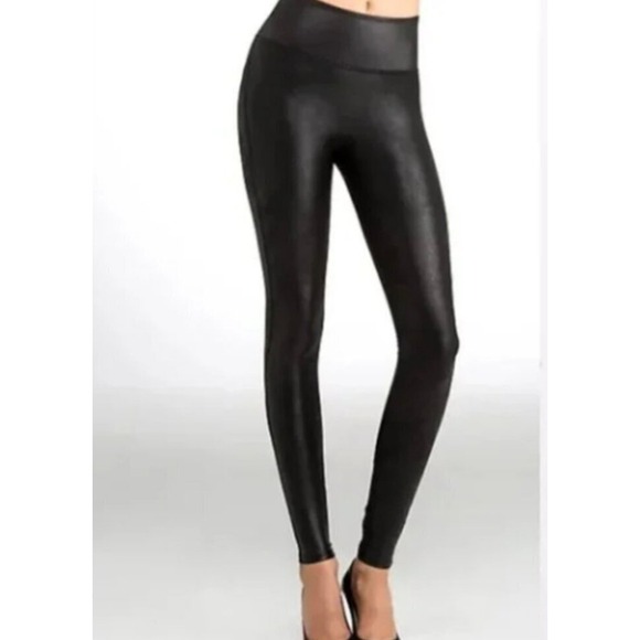 SPANX Pants - SPANX‎ Ready To Wow Faux Leather Leggings Black High Waist 2437 S Small